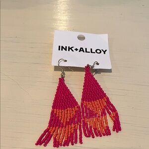 NWT INK+ALLOY Pink and Orange Beaded Earrings